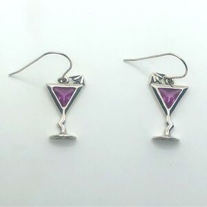 Silpada Sterling Pink Martini Cosmo Cocktail Earrings W1933 Retired Approx 1.3”